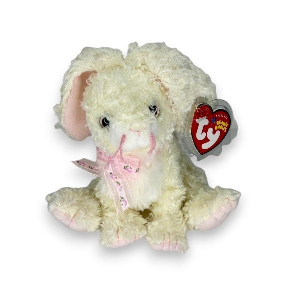 Marshmallow the Rabbit | Curly Bunny Cutie | Mint Heart Tag TY Beanie Baby
